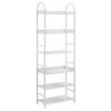 70.8 Inch Tall Bookshelf; 6-tier Shelves with Round Top Frame; MDF Boards; Adjustable Foot Pads; White