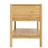 1 Drawer Nightstand, Bamboo and Natural Rattan, Bedside Table Accent End Table Side Table for Bedroom, Living Room