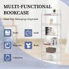 70.8 Inch Tall Bookshelf; 6-tier Shelves with Round Top Frame; MDF Boards; Adjustable Foot Pads; White