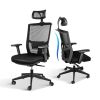 YSSOA Office Ergonomic Mesh Computer Chair with Wheels &amp; Arms &amp; Lumbar Support; 02B; Black-Pro