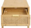 1 Drawer Nightstand, Bamboo and Natural Rattan, Bedside Table Accent End Table Side Table for Bedroom, Living Room