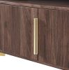 TREXM 58' L Sideboard with Gold Metal Legs and Handles Sufficient Storage Space Magnetic Suction Doors (Brown)