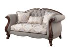 ACME Miyeon Loveseat w/3 Pillows, Fabric &amp; Cherry 55366