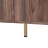 TREXM 58' L Sideboard with Gold Metal Legs and Handles Sufficient Storage Space Magnetic Suction Doors (Brown)