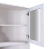 TREXM 70.9" Multifunctional Pantry Cabinet MDF Storage Cabinet with Glass Doors; A Large Drawer and Adjustable Shelves (Antique White)