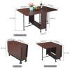 Folding Dining Table Portable Desk with 6 Wheels for Kitchen, Living Room and Home Office, Dark Coffee+Black XH