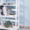 Basics Modern 5-Tier Ladder Wooden shelf Organizer, White 13.7" D x 23.6" W x 58.1" H