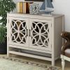 U-style Wood Storage Cabinet with Doors and Adjustable Shelf; Entryway Kitchen Dining Room; Cream White