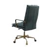 Tinzud Office Chair in Dark Green Top Grain Leather 93166