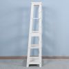 Basics Modern 5-Tier Ladder Wooden shelf Organizer, White 13.7" D x 23.6" W x 58.1" H