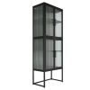 Elegant Floor Storage Cabinet with 4 Tempered Glass Doors; Display High Cabinet with Adjustable Shelves Black Color for Entryway; Living Room; Bedroom