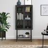 Elegant Industrial Floor Cabinet with 2 Mesh Doors Living Room Display Cabinet with Adjustable Shelves and Bottom Shelf Anti-Tip Easy Assembly Frosted