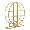 4 Tiers Home Office Open Bookshelf; Round Shape; Different Placement Ways; MDF Board; Gold Metal Frame; White