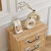 Accent Storage Cabinet Retro Wooden Chest with 3 Drawers and Metal Handles