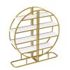 4 Tiers Home Office Open Bookshelf; Round Shape; Different Placement Ways; MDF Board; Gold Metal Frame; White