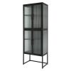 Elegant Floor Storage Cabinet with 4 Tempered Glass Doors; Display High Cabinet with Adjustable Shelves Black Color for Entryway; Living Room; Bedroom