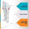 Disposable Coverall. White Polypropylene 50 gsm Overall with Waterproof Microporous Film. Laminated XX-Large Full Body Protective Suit with Hood and B