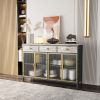 48&quot; Wide 4 Glass Doors Modern Sideboard with 3 Top Drawers; Freestanding Sideboard Storage Cabinet Entryway Floor Cabinet for Living Room Office