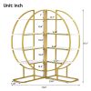 4 Tiers Home Office Open Bookshelf; Round Shape; Different Placement Ways; MDF Board; Gold Metal Frame; White