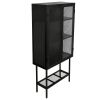 Elegant Industrial Floor Cabinet with 2 Mesh Doors Living Room Display Cabinet with Adjustable Shelves and Bottom Shelf Anti-Tip Easy Assembly Frosted