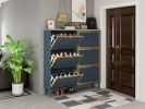 3 Metal Door Shoe Rack, Freestanding Modern Shoe Storage Cabinet, Metal rattan, for Entryway