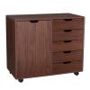 Single Door Five Drawers MDF With PVC Wooden Filing Cabinet Dark Brown