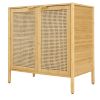 Bamboo 2 door cabinet, Buffet Sideboard Storage Cabinet, Buffet Server Console Table, Accent Cabinet, for Dining Room, Living Room, Kitchen, Hallway