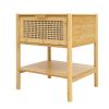 1 Drawer Nightstand, Bamboo and Natural Rattan, Bedside Table Accent End Table Side Table for Bedroom, Living Room