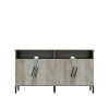 Farmhouse style TV Stand; TV station with storage and open drawers; entertainment center console table; living room media furniture.(Grey; 58''W*23.6'