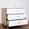 Three Drawer Storage Cabinet Dresser Bedside Table Chest Simple Bedroom Furniture Solid Wood Feet and Handles Fashionable Bedside Cabinet