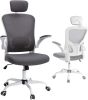 Office Chair Mesh High Back Computer Chair Height Adjustable Swivel Desk Chairs with Wheels; Adjustable Armrest Backrest Headrest; Grey