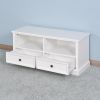 Living Room Wooden White TV Cabinet with 2 Drawers