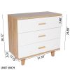 Three Drawer Storage Cabinet Dresser Bedside Table Chest Simple Bedroom Furniture Solid Wood Feet and Handles Fashionable Bedside Cabinet