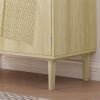 JHX Kitchen storage cabinets with rattan decorative doors; buffets; wine cabinets; dining rooms; hallways; cabinet console tables; (Natural; 31.5''LX