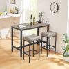 Bar stool set 2PC (Grey+Black; 16.1''W*12.2''D*28.7''H)