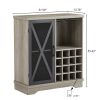 JHX Single door wine cabinet with 16 wine storage compartments (Gray; 31.50" W*13.78" D*35.43" H)