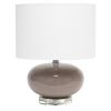 15.25" Modern Ceramic Table Lamp with White Fabric Shade, Gray