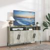 Farmhouse style TV Stand; TV station with storage and open drawers; entertainment center console table; living room media furniture.(Grey; 58''W*23.6'