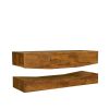 MDF UP And Down WALL-MOUNTED TV Cabinet With Three Drawers &amp; LED Lights; Walnut