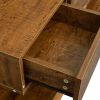 MDF UP And Down WALL-MOUNTED TV Cabinet With Three Drawers &amp; LED Lights; Walnut