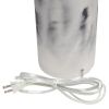 Marble Finish Table Lamp with White Fabric Drum Shade