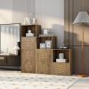 Rattan locker; rattan sideboard; 3 door cabinet; living room; bedroom; home office floor cabinet; rustic brown