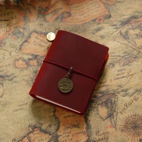 Diary Manual Notes Kraft Notebook (Option: Leather Wine Red)