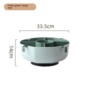 Rotating Hot Pot Drain Basket Household Compartment (Option: L Single Layer Light Green)