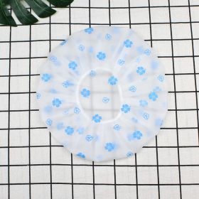 Hotel Plastic Peva Waterproof Bow Printing Female Shower Cap (Option: Blue Flower-27.5x27.5CM)