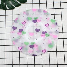 Hotel Plastic Peva Waterproof Bow Printing Female Shower Cap (Option: Love Grass 004-27.5x27.5CM)