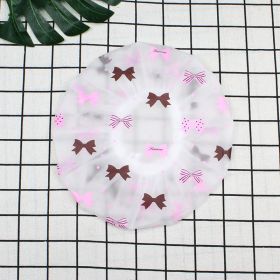 Hotel Plastic Peva Waterproof Bow Printing Female Shower Cap (Option: Pink Bow 002-27.5x27.5CM)