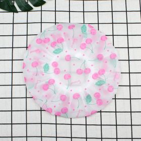 Hotel Plastic Peva Waterproof Bow Printing Female Shower Cap (Option: Cherry 006-27.5x27.5CM)