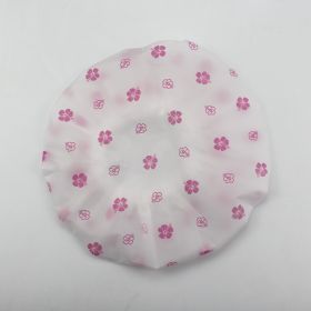 Hotel Plastic Peva Waterproof Bow Printing Female Shower Cap (Option: Red Flower-27.5x27.5CM)