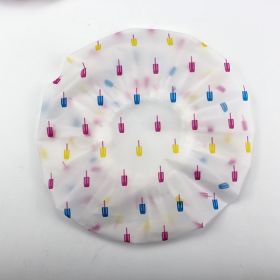 Hotel Plastic Peva Waterproof Bow Printing Female Shower Cap (Option: Ice Sucker-27.5x27.5CM)